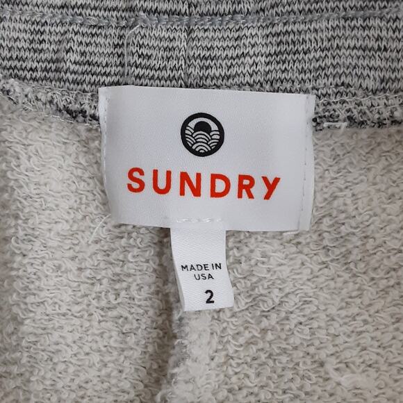 Sundry White Stripe Raw Hem Hoodie Sweatshirt Wide Leg Pants Tracksuit Set Sz 2 - Picture 11 of 13